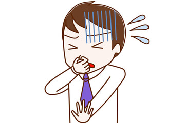 臭くて鼻をつまむ男性