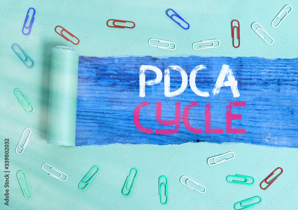 Poster word writing text pdca cycle. business photo showcasing use to control and continue improve the proc