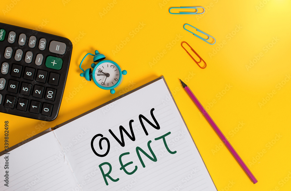 Poster word writing text own rent. business photo showcasing tangible property is leased in exchange for a 