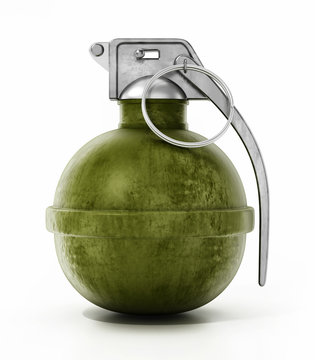 Hand grenade isolated on white background. 3D illustration