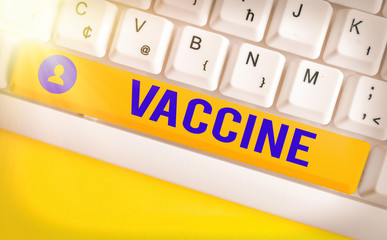 Conceptual hand writing showing Vaccine. Concept meaning preparation of killed microorganisms or...
