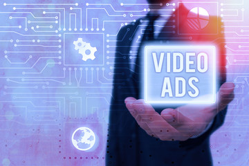 Conceptual hand writing showing Video Ads. Concept meaning Engage audience in the form of video...