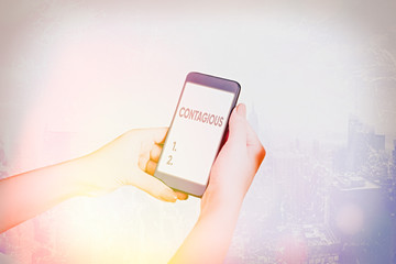 Word writing text Contagious. Business photo showcasing transmissible by direct or indirect contact...