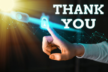 Writing note showing Thank You. Business concept for replaying on something good or greetings with...
