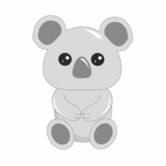 Children's cartoon illustration with the image of a Koala. Koala, drawing for children. Animals Of Australia. Design of children's books, t-shirts, postcards, logos, alphabet with animals, stickers, c