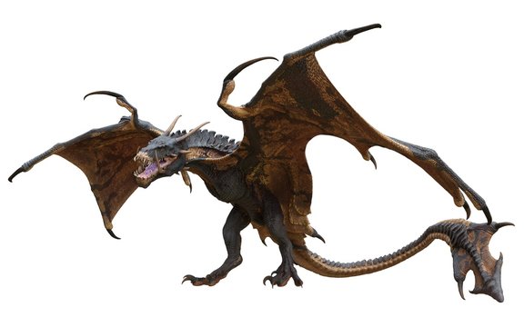 Fantasy dragon isolated on white 3d illustration