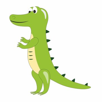 Cute crocodile. Children's cartoon illustration with the image of an alligator. Animals of Africa and the savanna, inhabitants of the Nile. Design of children's books, t-shirts, postcards, logos, alph