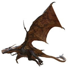 Fantasy dragon isolated on white 3d illustration