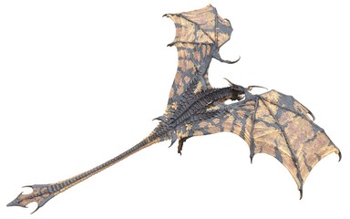 Fantasy dragon isolated on white 3d illustration