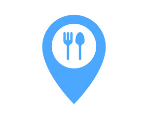 Food pin icon. restaurant location logo illustration.