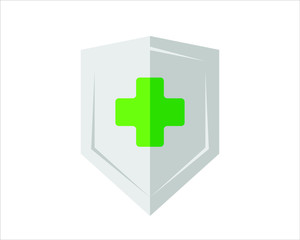 medical cross on shield icon logo image.