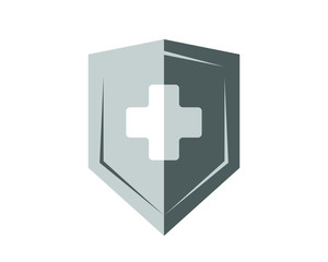 medical cross on shield icon logo image.