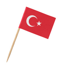 Small paper Turkish flag on wooden stick