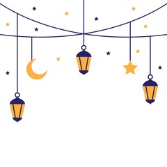 Ramadan kareem greeting with hanging lantern