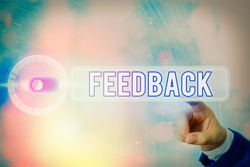Conceptual hand writing showing Feedback. Concept meaning information about reactions to product...