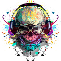 abstract music background with skull