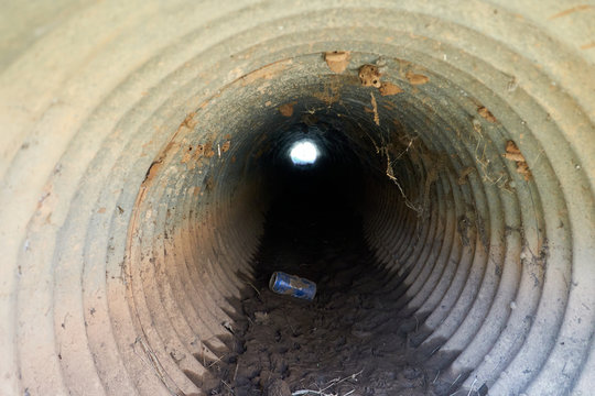 Inside view of Small culvert under a farm to market road in Texas