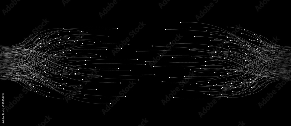 Poster abstract  lines with dots over dark background. connecting or big data concept