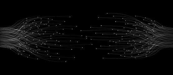 abstract  lines with dots over dark background. connecting or big data concept - obrazy, fototapety, plakaty