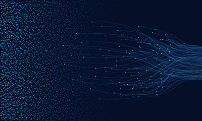 abstract  lines with dots over dark background. connecting or big data concept