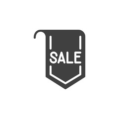 Sale offer label vector icon. filled flat sign for mobile concept and web design. Sale promotional sticker tag glyph icon. Symbol, logo illustration. Vector graphics