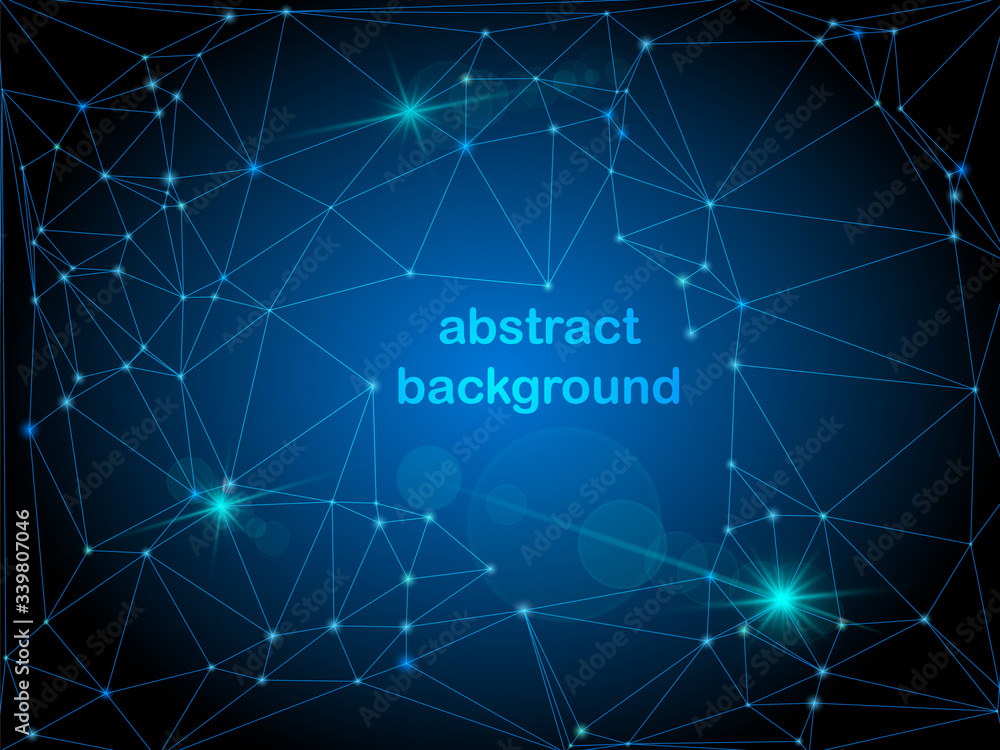 Fototapete abstract blue background with connected dots and lines. global network concept