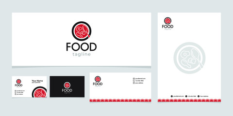 Food logo like icon.Flat line vector illustration.fork spoon logo concept