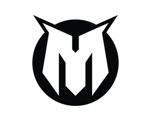 letter M sharp logo. heavy metal styled logo.
