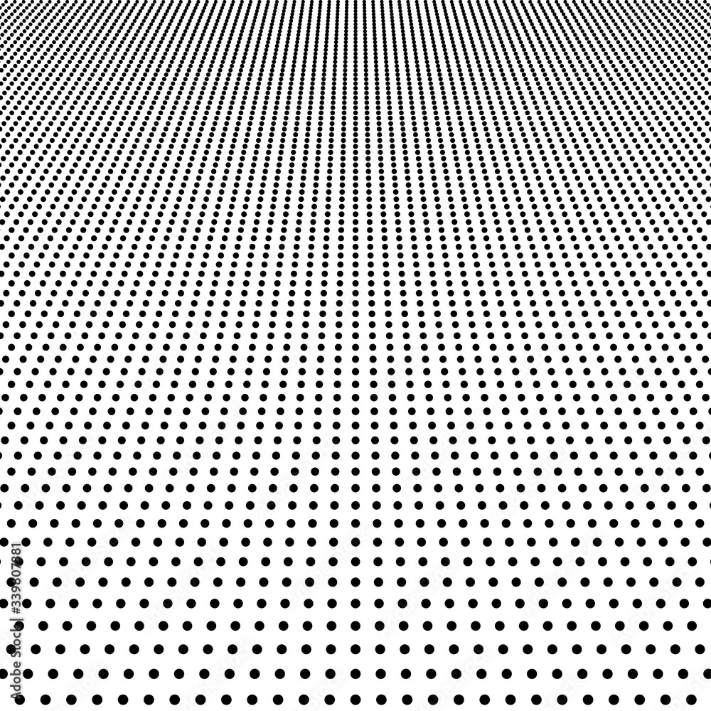 Poster abstract halftone dots background. illustration with perspective effect