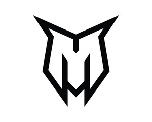 letter M sharp logo. heavy metal styled logo.