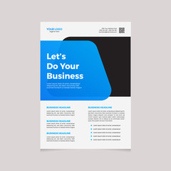 Blue black color corporate services flyer template design	