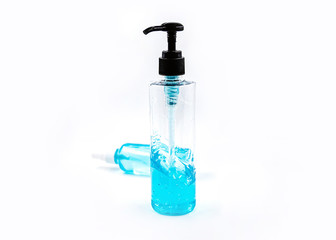 Alcohol gel sanitizer hand gel , Blue alcohol sanitizer gel bottle with pump for hand wash