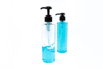 Alcohol gel sanitizer hand gel , Blue alcohol sanitizer gel bottle with pump for hand wash