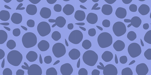 seamless pattern with silhouettes of blueberries, bilberries and leaves