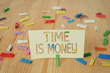 Text sign showing Time Is Money. Business photo showcasing to do things as quickly as posibble and...