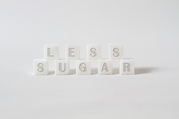 high-key macro of sugar cubes with the english words 