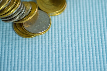 Stacks of coins with copy space for business and financial concept. shallow focus.