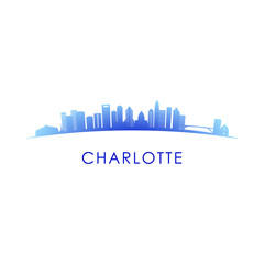 Obraz premium Charlotte skyline silhouette. Vector design colorful illustration.