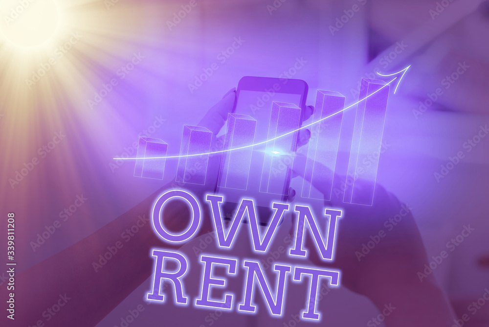 Poster handwriting text writing own rent. conceptual photo tangible property is leased in exchange for a mo