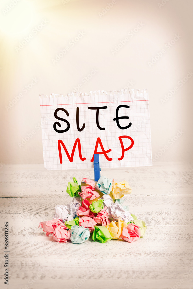 Poster handwriting text writing site map. conceptual photo designed to help both users and search engines n