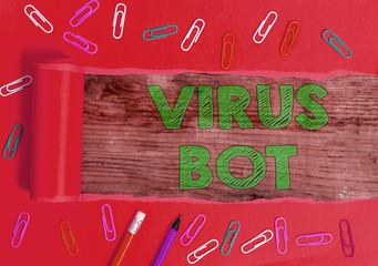 Text sign showing Virus Bot. Business photo text malicious selfpropagating malware designed to...