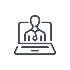 Video Conference line icon. Online Training and Interview vector outline sign.