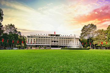 Fototapeta na wymiar Independence Palace in Ho Chi Minh City, Vietnam. Independence Palace is known as Reunification Palace and was built in 1962-1966.