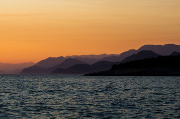 Fototapeta na wymiar Sunset over the sea, Adriatic sea, Montenegro 