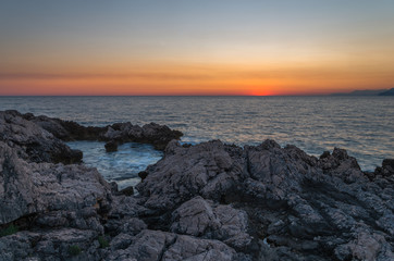 Sunset over the sea, Adriatic sea, Montenegro
