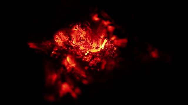 Fireplace fire in closeup macro hd footage 