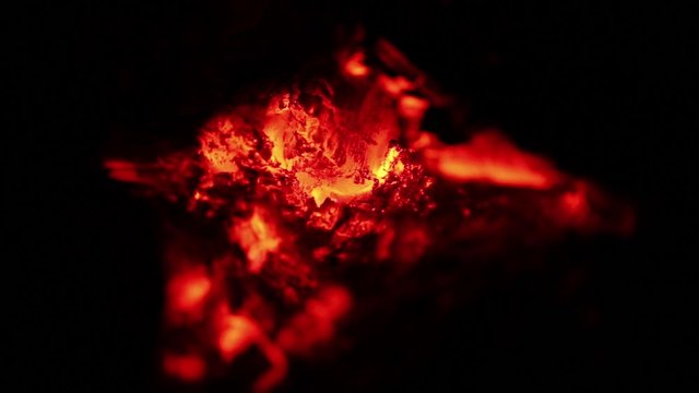 Fireplace fire in closeup macro hd footage 