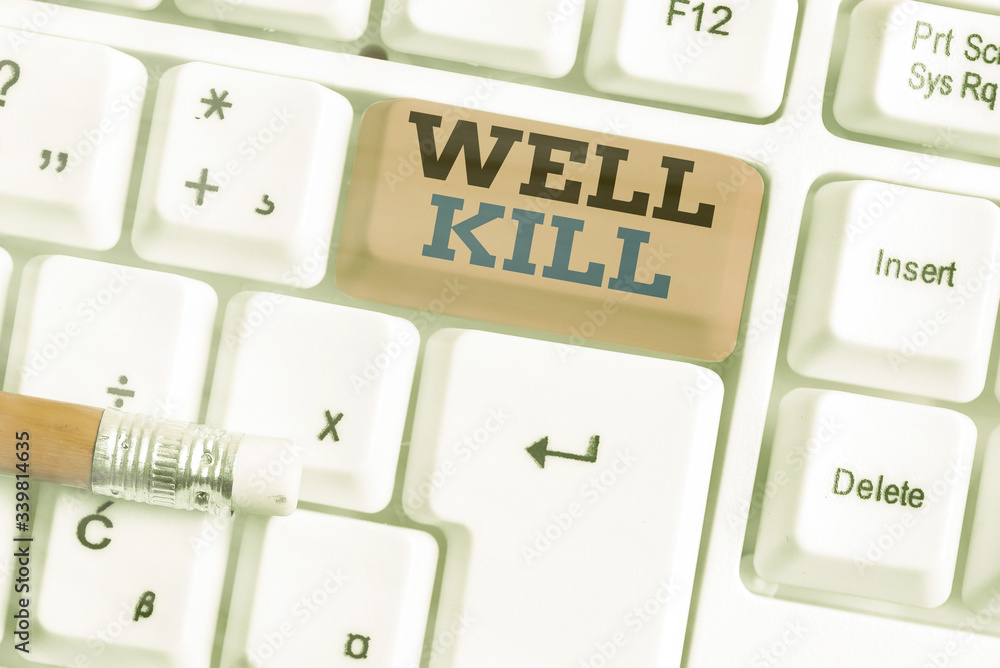 Aufkleber conceptual hand writing showing well kill. concept meaning operation of placing a column of heavy fl