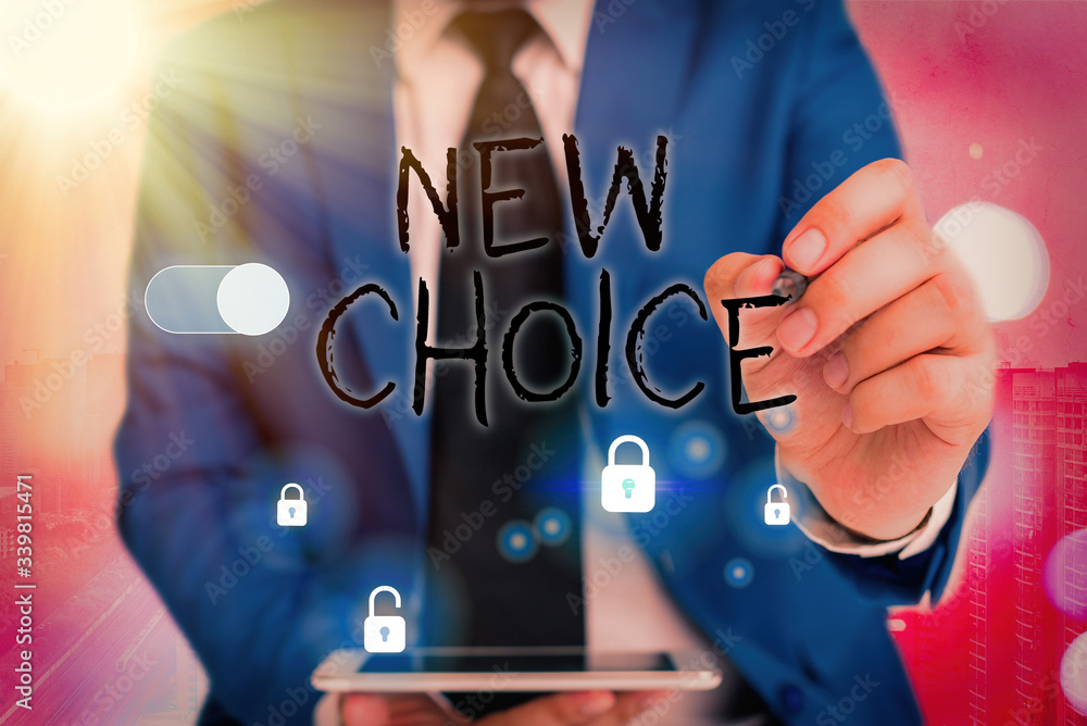 Poster writing note showing new choice. business concept for having lot of options and adding another one t