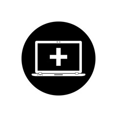 Online Medical Emergency Care Rounded Icon. Editable Vector EPS Symbol Illustration.